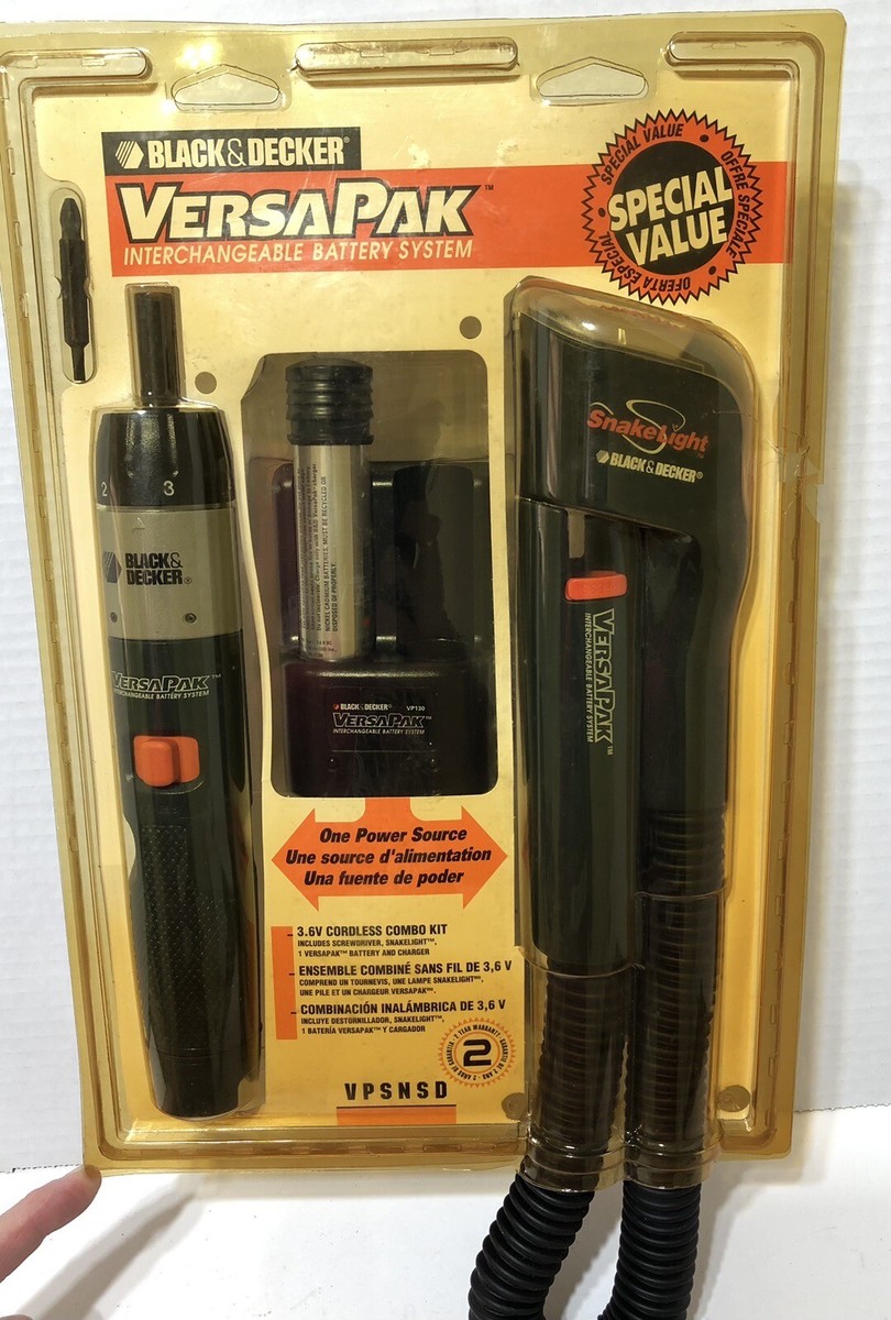 Black Decker VersaPak COMBO Screwdriver Snakelight Battery