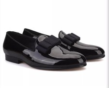Patent Leather Bowknot Mens Loafers Party Fashion Nightclub Dress Slip On Shoes