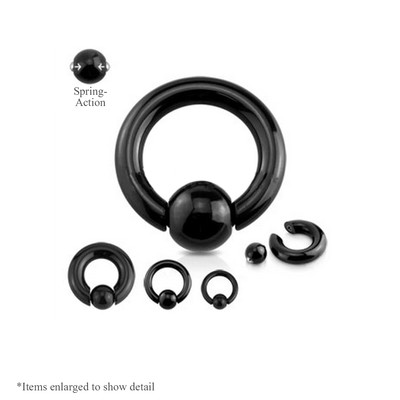 #ad Captive Bead Rings Black IP Spring Action Easy Pop Out Surgical Steel Piercings $16.89