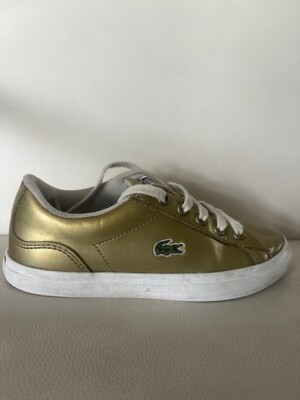 Lacoste Lerond 119 4 Sneakers Gold Girls Size 11.5 Lace Up Low Top