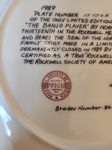 The Banjo Player 1989 Norman Rockwell Knowles Plate Heritage Collection - Picture 3 of 8