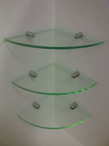 Ideal Non-Rust Acrylic Shelf Corner Room Tablets 3 X Perspex Effect Glass - Picture 1 of 1