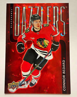 Upper Deck 2025-26 Series 1 Connor Bedard Chicago Blackhawks Dazzlers Red DZ-20