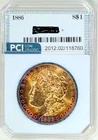1886 Gem BU +  Morgan Dollar Golden  Rainbow Sunset Toning