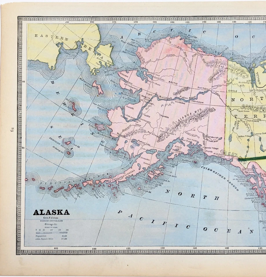 1887  ALASKA  Map ORIGINAL (12x9) NORTHWEST TERRITORIES - CANADA - Image 2 of 4