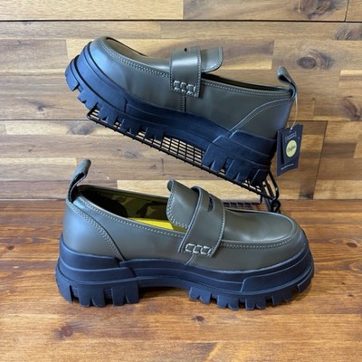Buffalo Aspha Loafer Schuhe Khaki Grün Vegan Plateau UK Größe 6,5 Neu