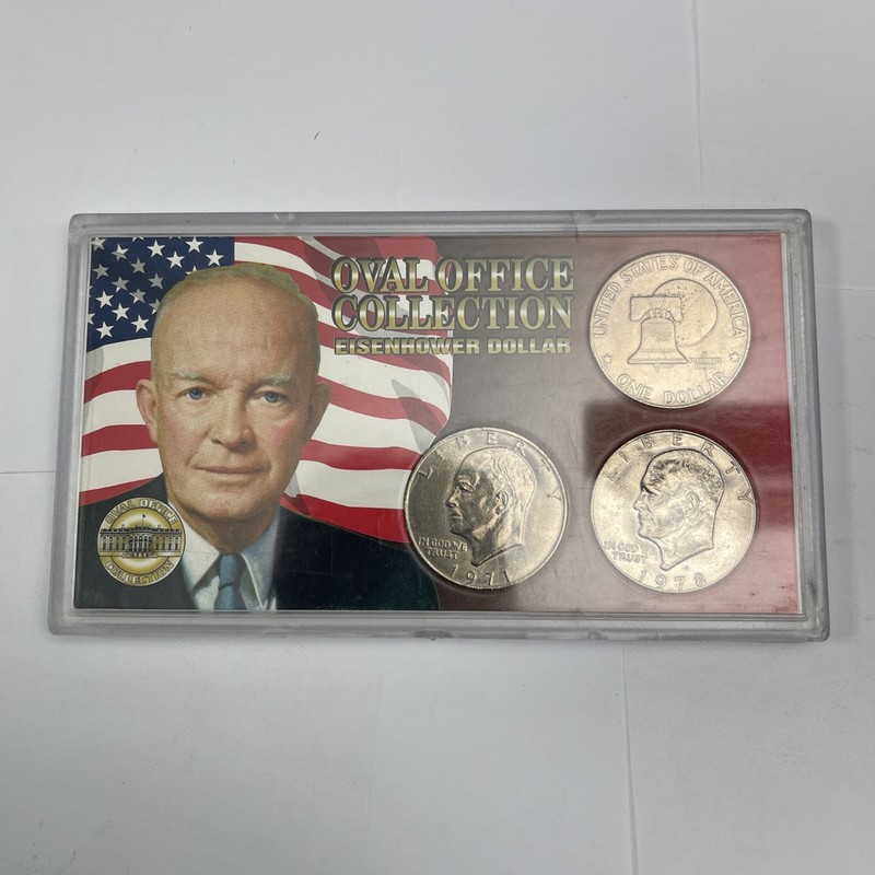 Oval Office Collection Eisenhower Dollar 3 Coin Collection