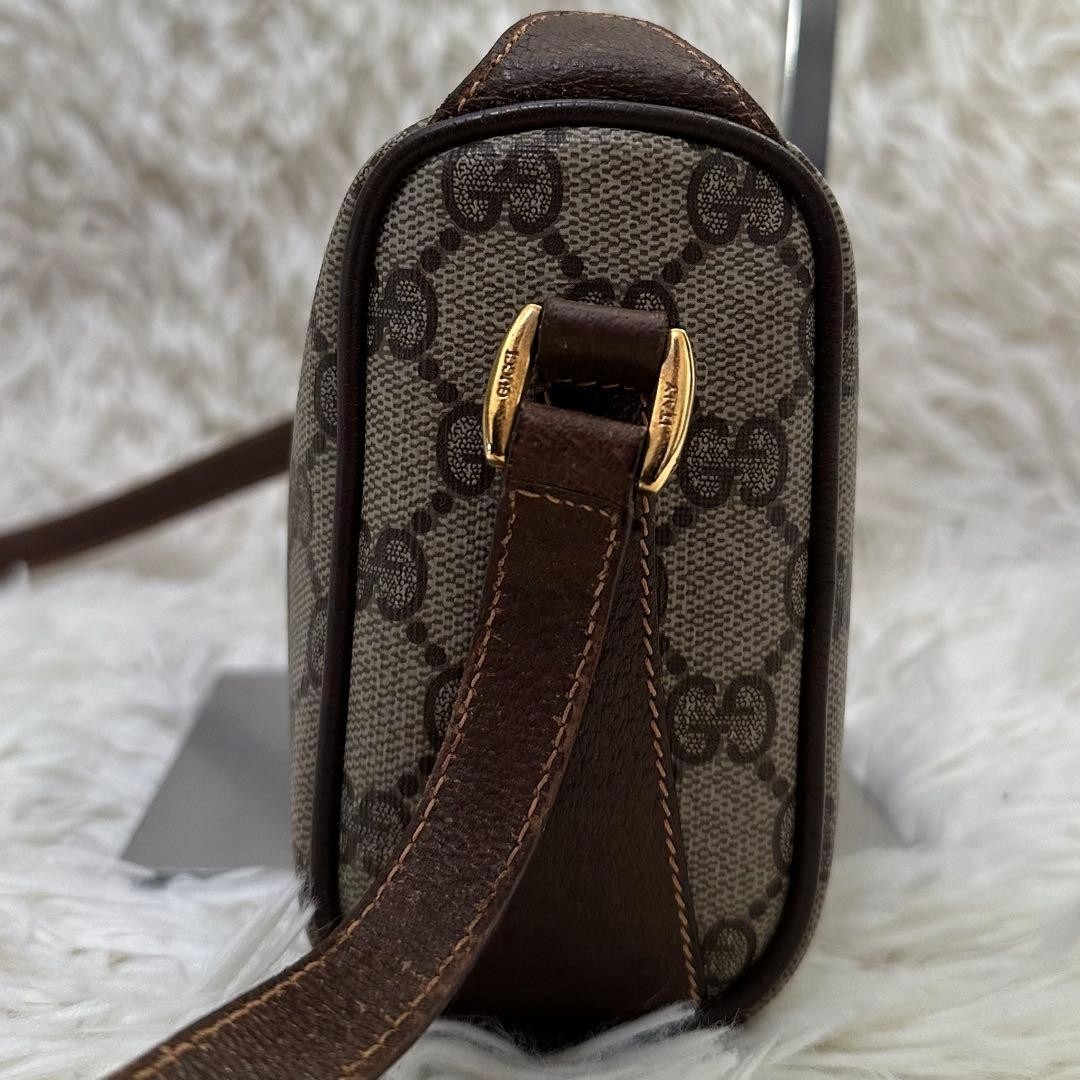 GUCCI GG Sherry Line Shoulder Bag Ziplock Leather PVC Brown Beige Gold Hardware thumbnail 8