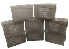 Set of 8 Genuine Military Metal M19A1 30 Caliber 7.62mm Ammo Cans Good Seals
