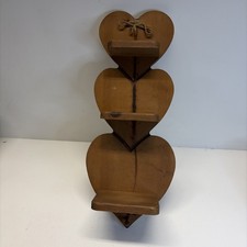 Vintage Heart Shaped Shelf: Wood Wall Decor Display Shelf with Peg 20.5  X 8.5  