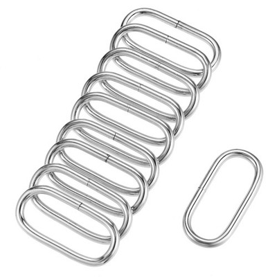Metal oval ring buckles 50x19mm for bags belts silver tone 10pcs