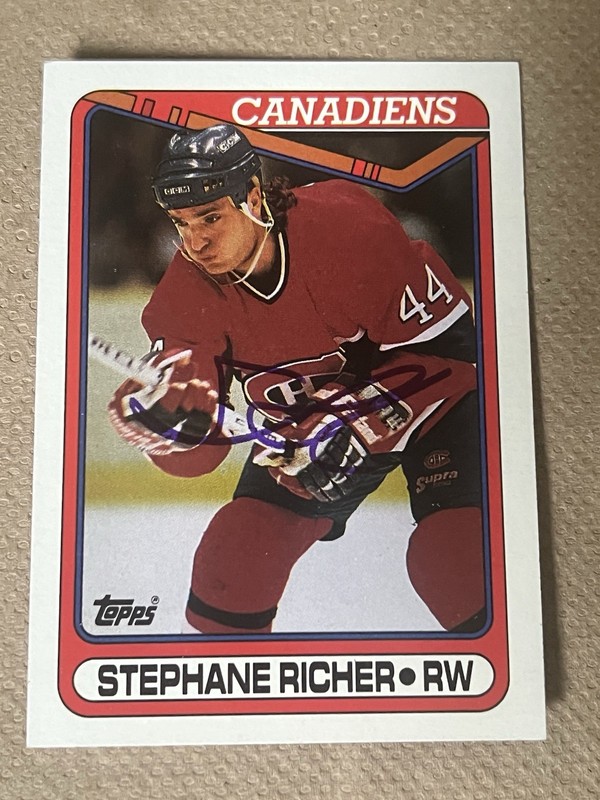 1990-91 TOPPS #186 STEPHANE RICHER Canadiens Signed Autographed Card