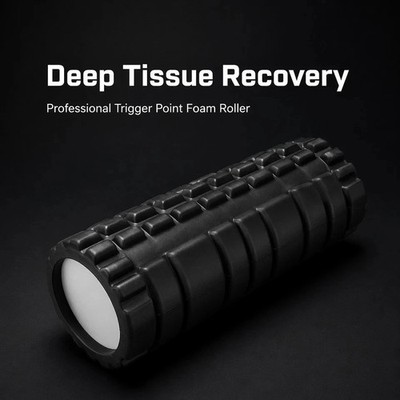 Fitness Schaumstoff Roller Schwarz Tiefengewebe Massage Gitter Muskel Triggerpunkt Muskeln