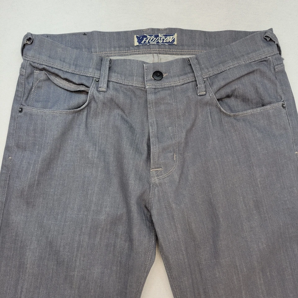 Hudson Jeans Mens 32x35 Gray Straight Mid Rise Button Fly Stretch Denim - Изображение 2 из 4