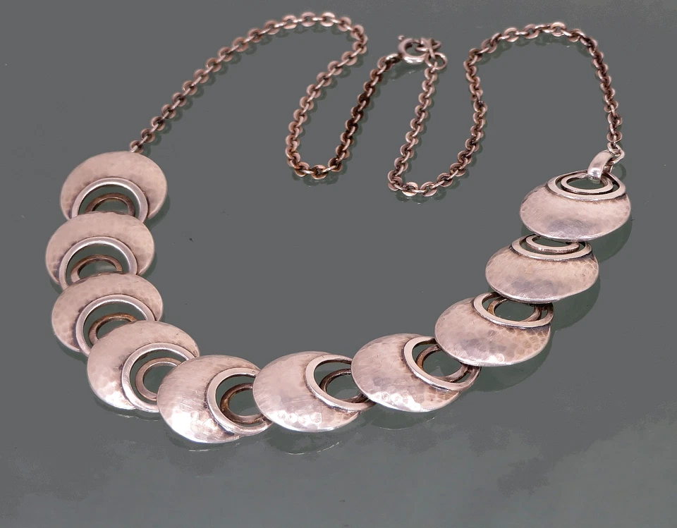 Collana In Argento Art Deco Design Collier Art Nouveau - Immagine 2 di 4