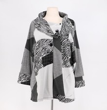 NWT ALI MILES Abstract Patchwork Button Front...