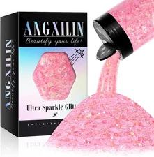 Holographic Chunky Glitter, 190g/6.7oz and Fine Mixed Craft Iri Pink 