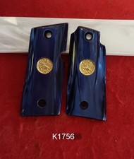 Kirinite Blue Pearl Grips w/Gold Colt Mdlns for Colt Mustang .380 Models