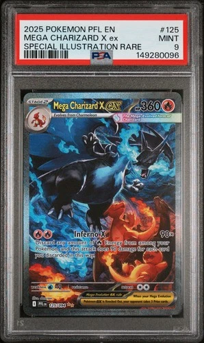 2025 POKEMON PFL SPECIAL ILLUSTRATION RARE #125 MEGA CHARIZARD X EX PSA 9