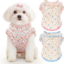 2 Pack Floral Dog  Cat Dress with Tutu Skirt - XX-Large, pink blue