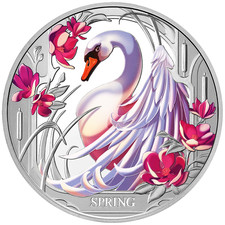 Niue 1oz SWAN Spring Proof 999,9 Silbermünze COA LTD BIS 1000 SCHÖNES GESCHENK