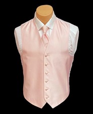 Men  s After Six Light Pink Tuxedo Vest  Long Tie Set Free Shipping Closeout