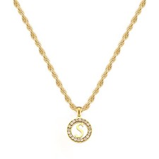 Women's round letter necklace, initial letter stainless steel necklace