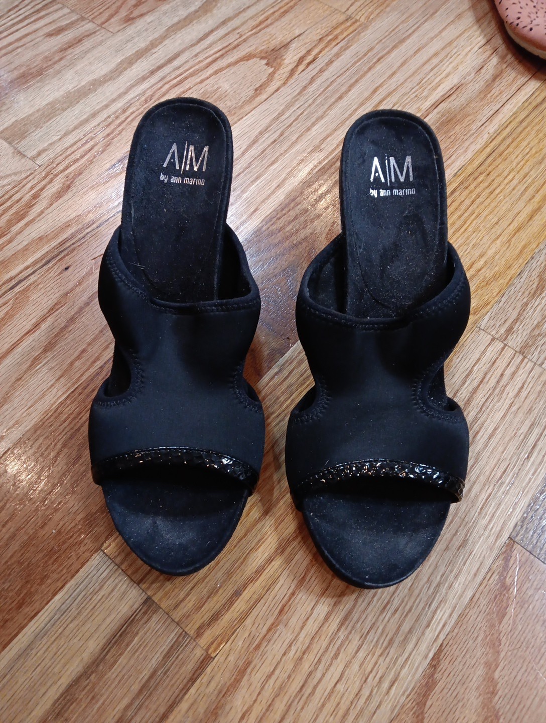 APL AM BY ANN MARINO scarpe sandalo donna nero con zeppa taglia 10 Medium