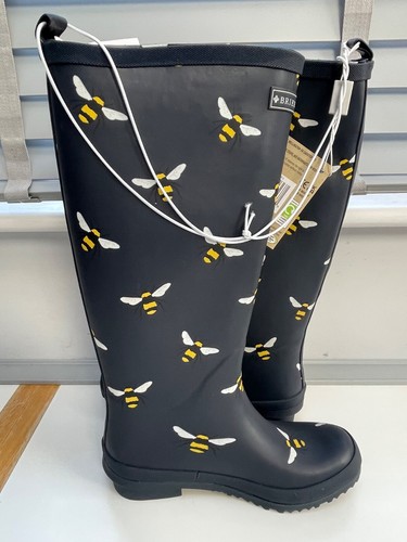 BRIERS Bee Navy Gummistiefel Stiefel UK 4 5 6 7 8 Damen lang wasserdicht Garten Outdoor - Bild 6 von 9