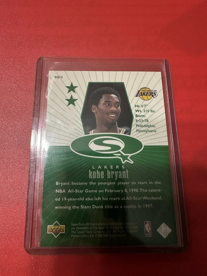 1998-99 Upper Deck  Green #SQ13 Kobe Bryant - Image 2 of 2