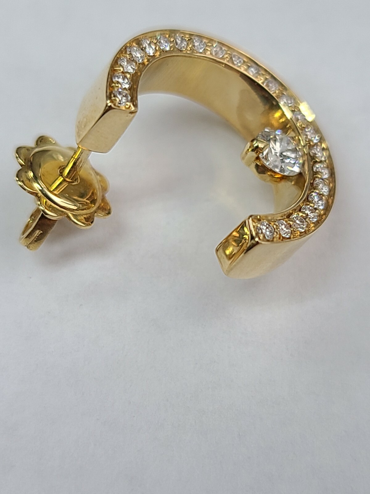 Movado 18k Yellow Gold Round Diamond Earrings - image 2