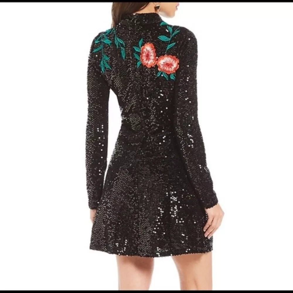 Gianni bini top black sequin dress