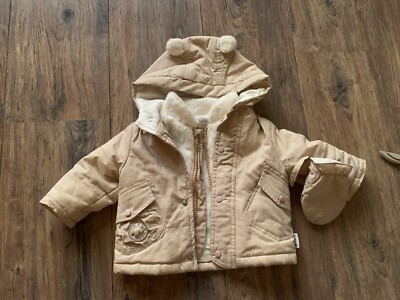 Coco Bear Baby Coat With Hood And Mittens 0-3 Months