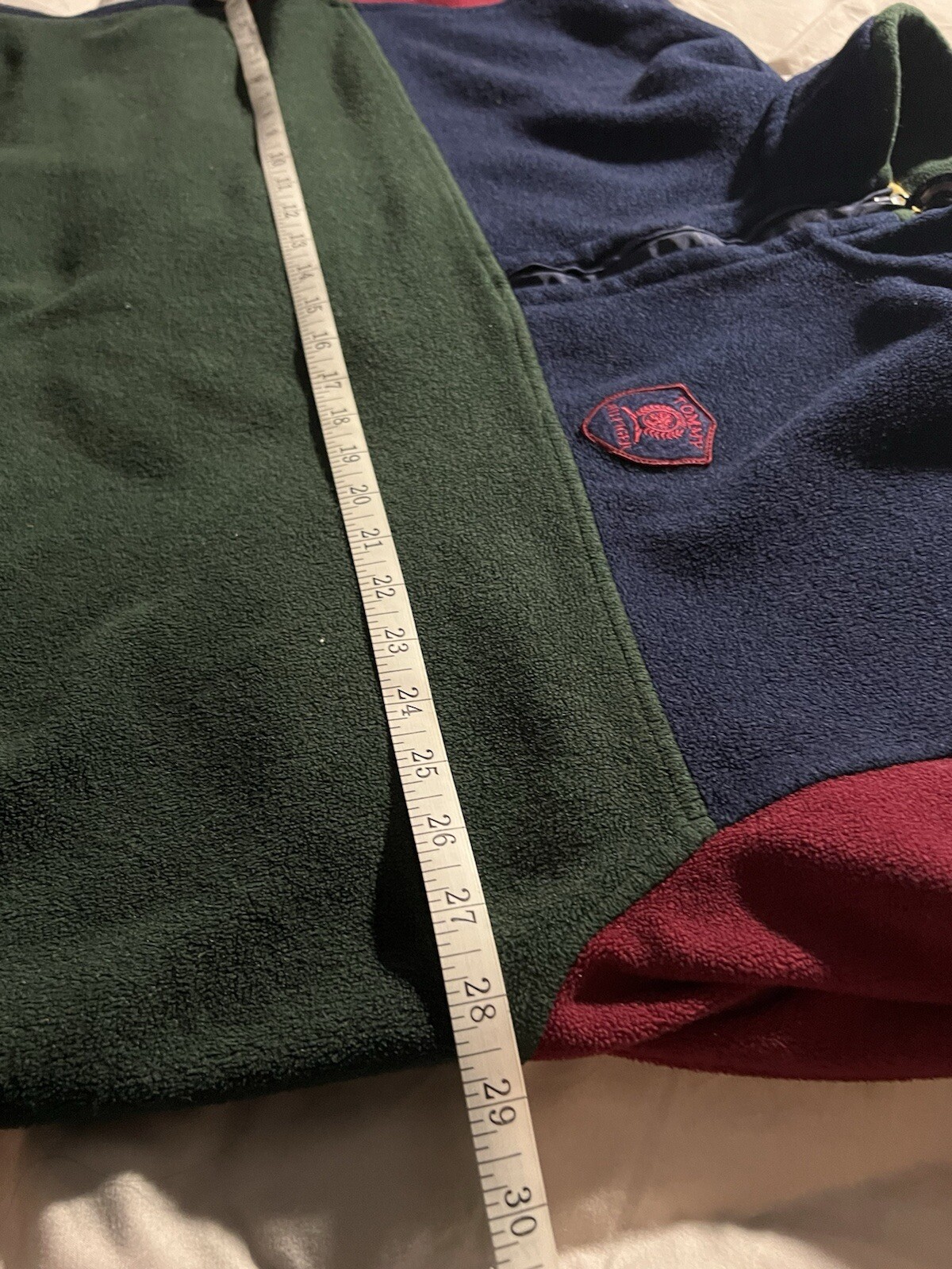 FILA Blocco colore pile 1 4 zip vintage anni 90 Tommy Hilfiger Spell Out Rowing taglia XL