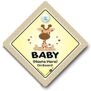 Baby Iwantthatsign.Com Giraffe Personalised Baby Sign, Baby On Board Custom Car Window Sign (608866914211)