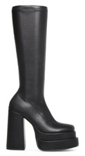 👀 Sale》🔥 Steve Madden Cypress Black Leather Platform Anime Dress Boots》11M 🆕️