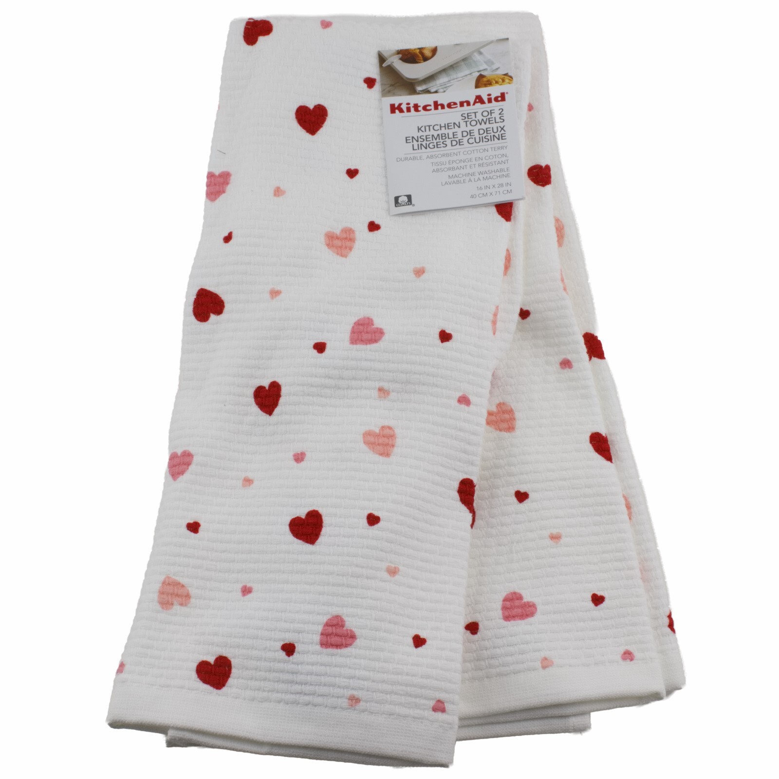 Kitchenaid Kitchen Valentine's Day Dish Towels 2 Pack 16" x 28" Hearts