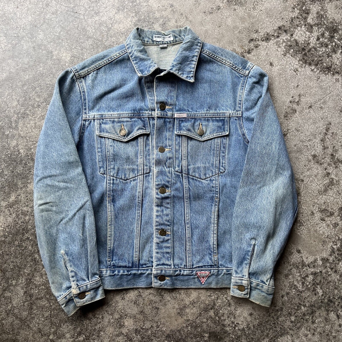 Vintage 90s Guess Denim Jacket Made In USA Blue Denim Jacket Mens