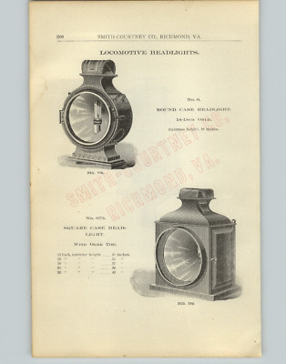 1905 PAPER AD Round Square Case Railroad Locomotive Headlight 