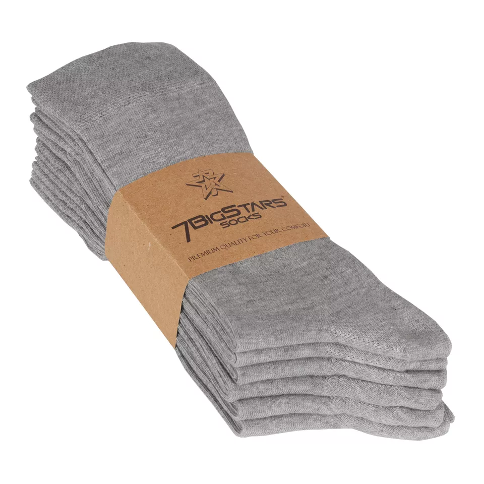 Paquete de 6 calcetines grandes cómodos lisos de algodón para hombre de negocios 10-13 grises Foto 4 de 4