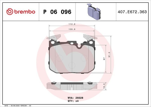 Brembo P 06 096 Bremsbelagsatz, Scheibenbremse-image