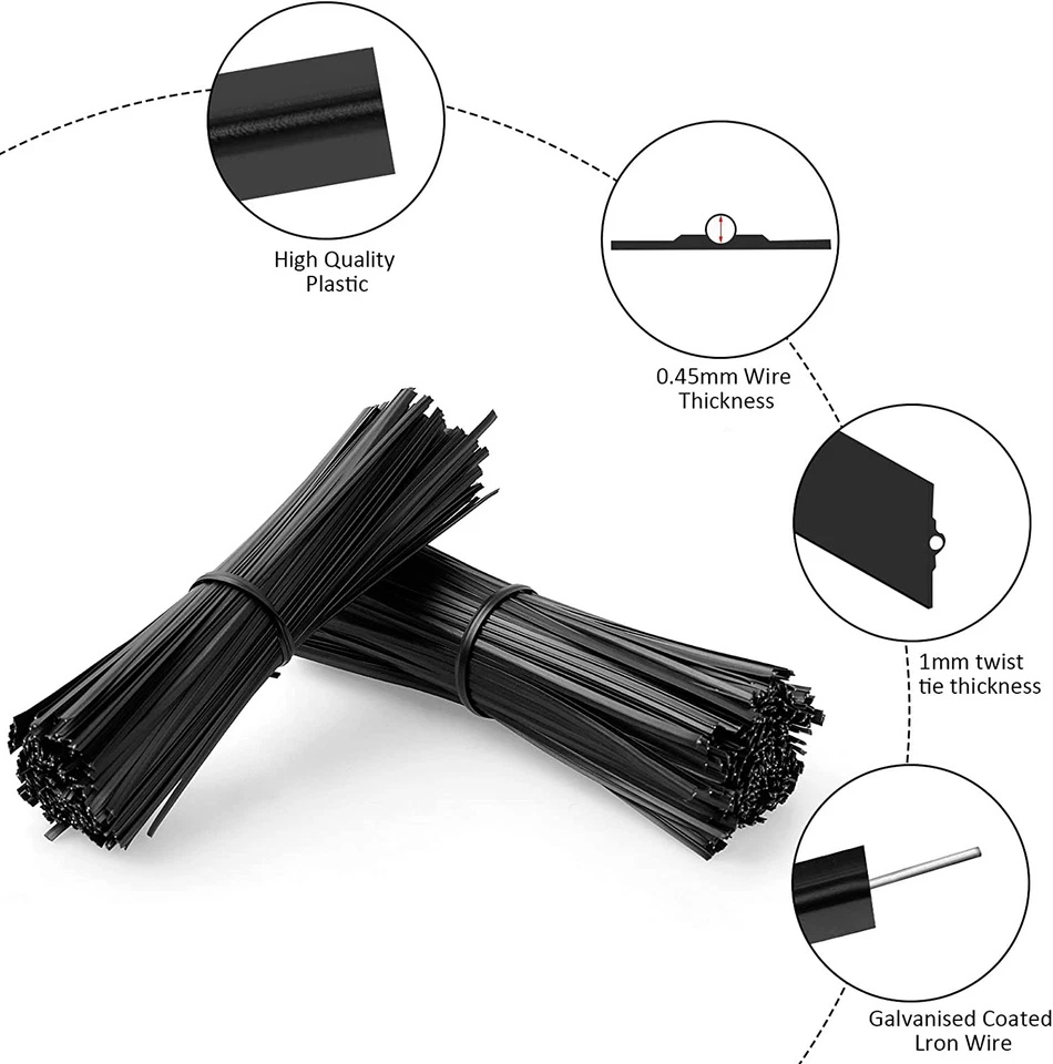 300 Pcs Twist Ties, Plastic 5" Twist Ties, Twist Ties for Bags, Wire Ties Reusab - Image 3 of 4