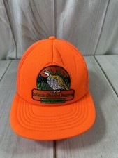 VTG YUPOONG 1980 MESH TRUCKER INDIANOLA SHOOTING PRESERVE HAT ORANGE SNAPBACK