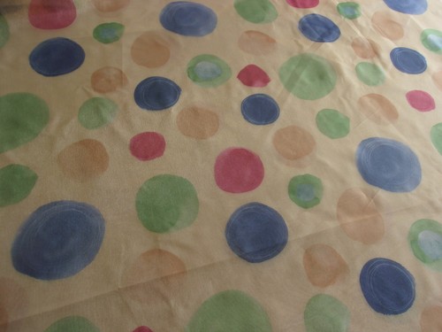 Big Colorful Dots Print on Beige Metallic/Shiny Sheer Fabric- 60" W -by the Yard - Picture 3 of 6