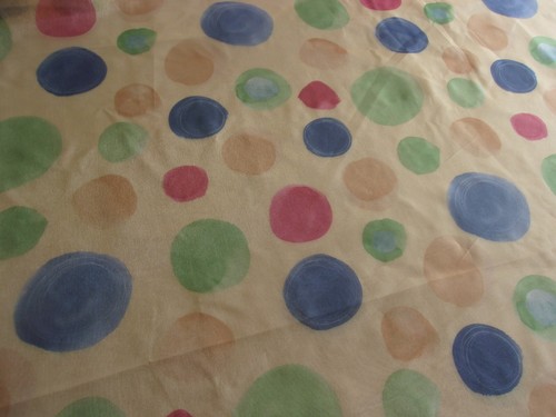 Big Colorful Dots Print on Beige Metallic/Shiny Sheer Fabric- 60" Wide -10 Yards - Picture 1 of 6