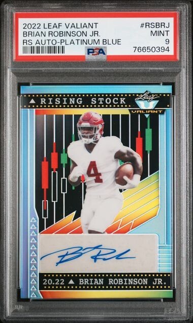 Brian Robinson Jr. Leaf Valiant Rising Stock Autographs #RSBRJ Platinum Blue