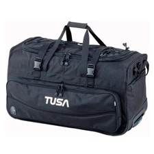TUSA Roller Black Duffel Bag with Water-Resistant Back for Scuba Diving, RD-2-BK
