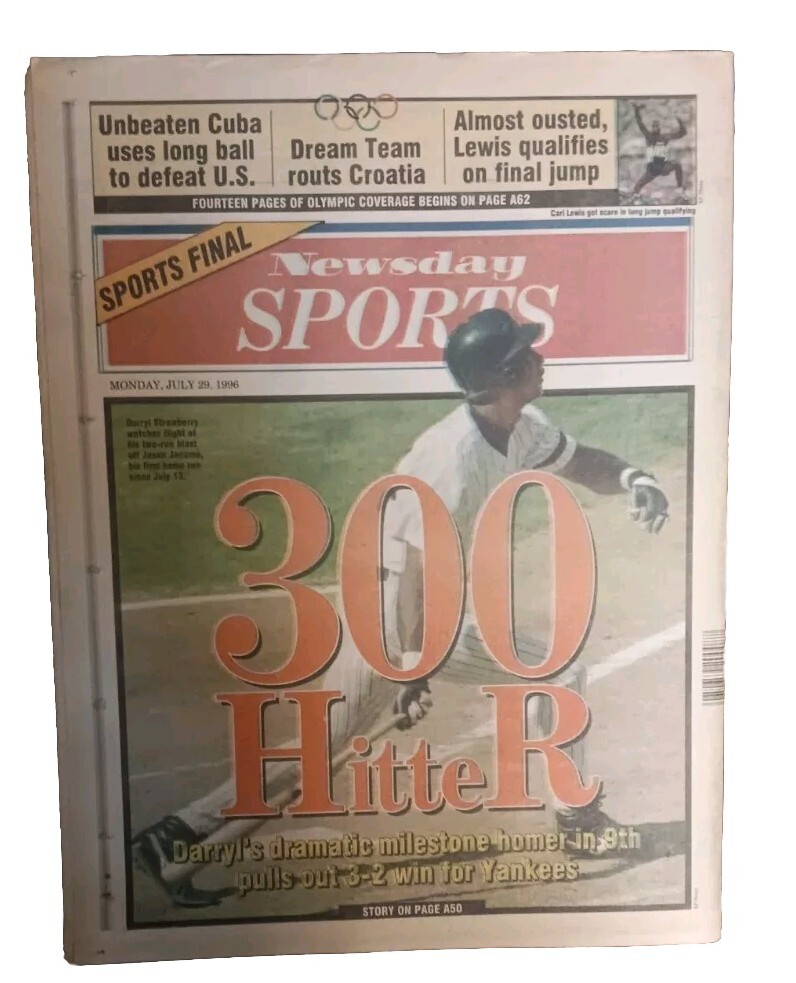 Darryl Strawberry Yankees Former Mets 300 HR Newsday Newspaper 1996 eBay