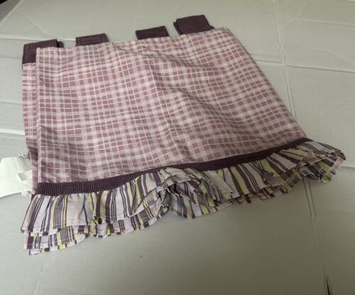 Lot Of 2 - CoCalo Baby Window Valance Sugar Plum Purple Check - Picture 1 of 5