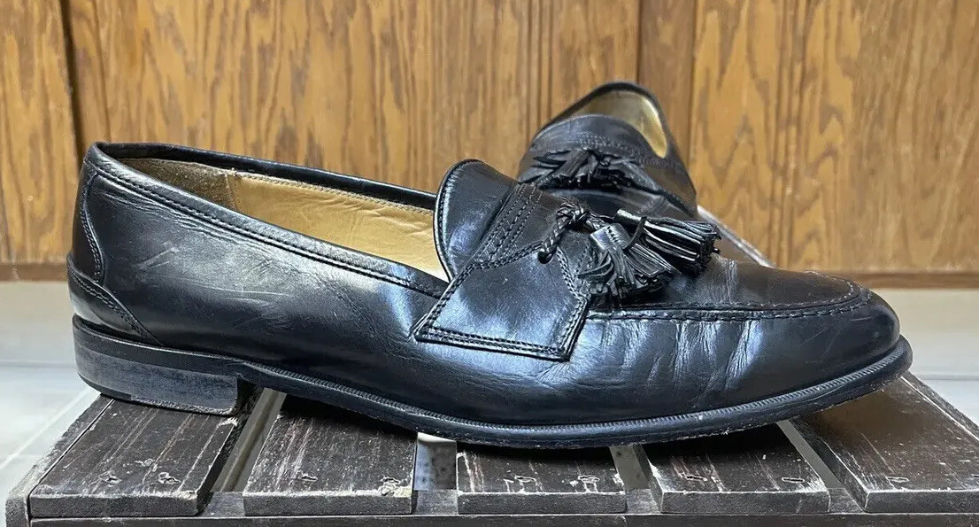 Johnston & Murphy Tassel Loafers Men\'s 12 M Black Leather Slip-On Dress Shoes s-l400.jpg main image 4